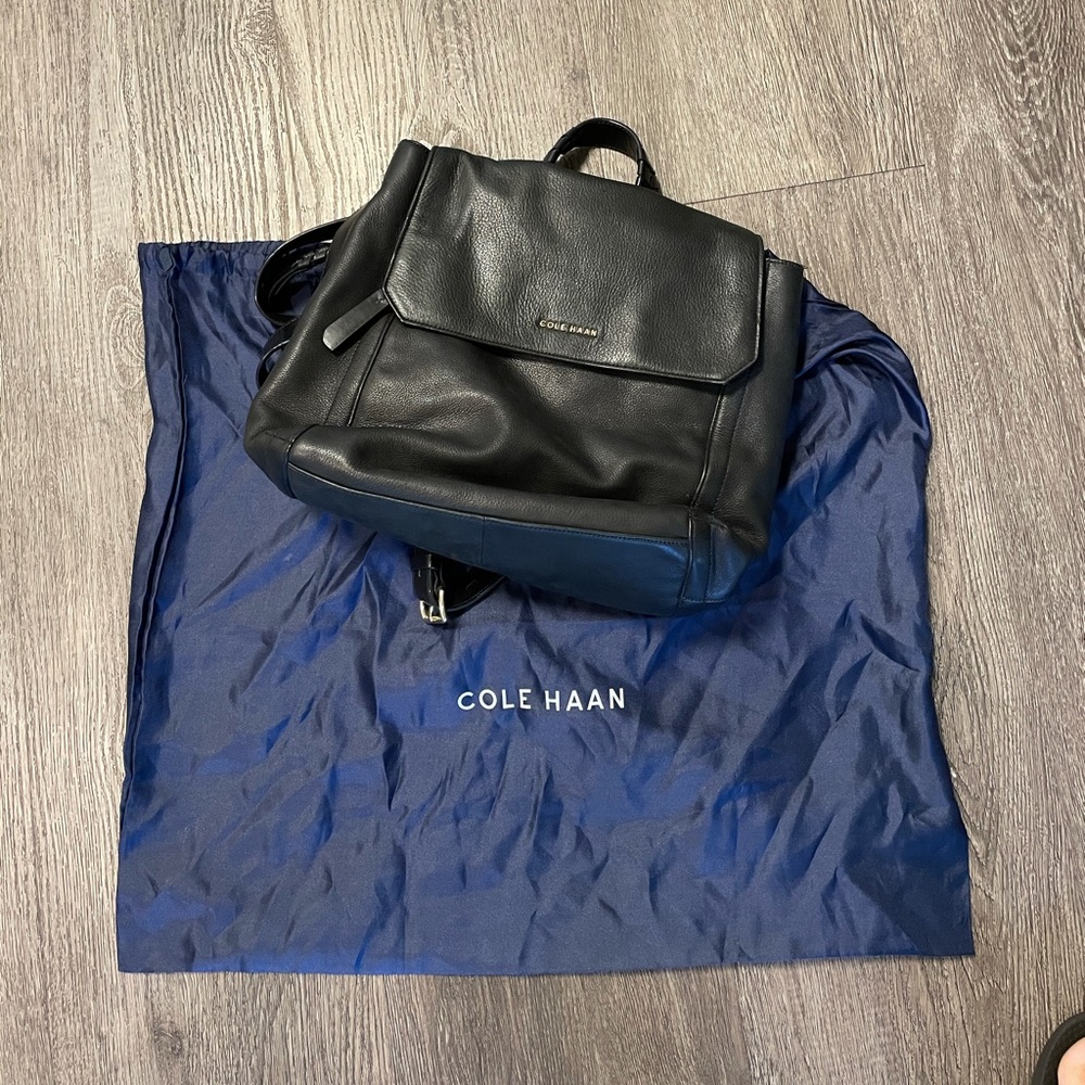 Black leather Cole Haan backpack
